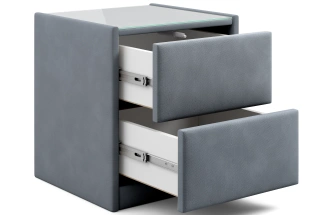 Тумба прикроватная Аризона, мягкая, с ящиками, велюр, альба темно-серый