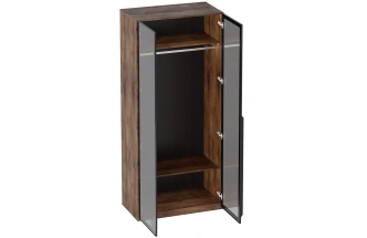 Шкаф двухстворчатый Браун, распашной со стеклянной дверью, таксония / мрамор неро маркина