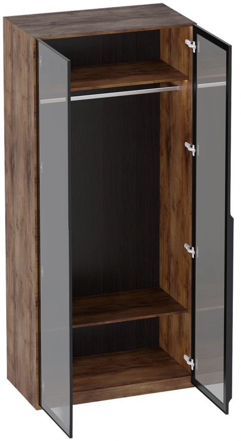 Шкаф двухстворчатый Браун, распашной со стеклянной дверью, таксония / мрамор неро маркина