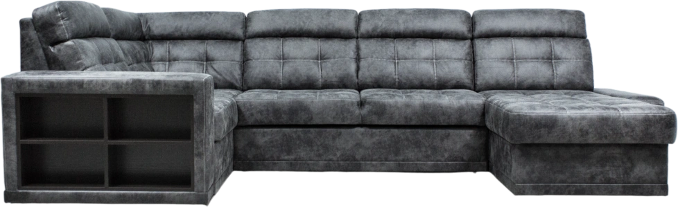 Диван угловой Мартин, ткань Маборо 14 (темно-серый), декор Венге, Нить белая