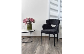 Стул Valter, мягкий, Raven18 серый, ткань , черный каркас