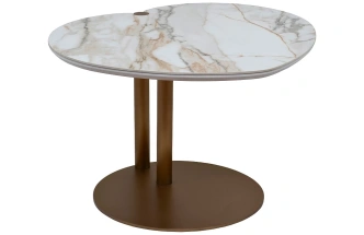 Журнальный стол 58DB-03187, 70x60x45, МДФ, белый мрамор / коричневый