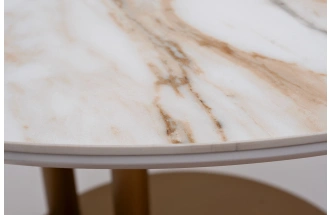 Журнальный стол 58DB-03187, 70x60x45, МДФ, белый мрамор / коричневый
