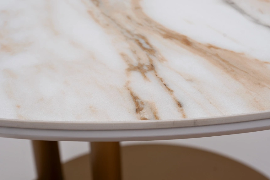 Журнальный стол 58DB-03187, 70x60x45, МДФ, белый мрамор / коричневый