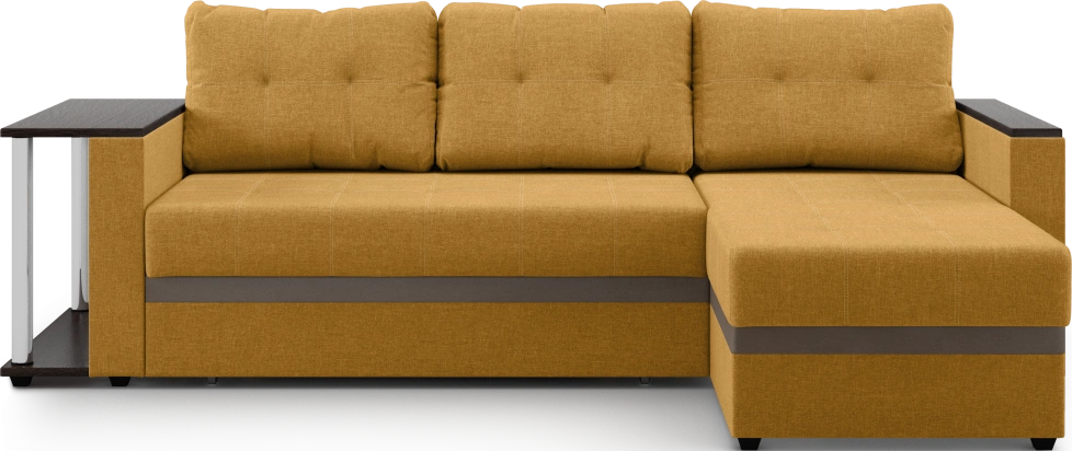 Диван угловой Атланта, модель 110, Savana Plus yellow (соломенный) / ECOstile Chocolate / венге