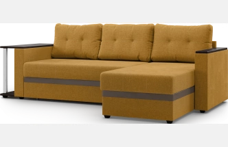 Диван угловой Атланта, модель 110, Savana Plus yellow (соломенный) / ECOstile Chocolate / венге