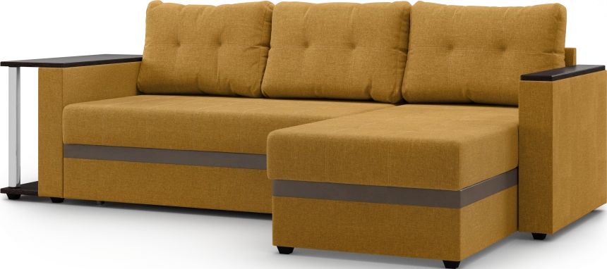 Диван угловой Атланта, модель 110, Savana Plus yellow (соломенный) / ECOstile Chocolate / венге