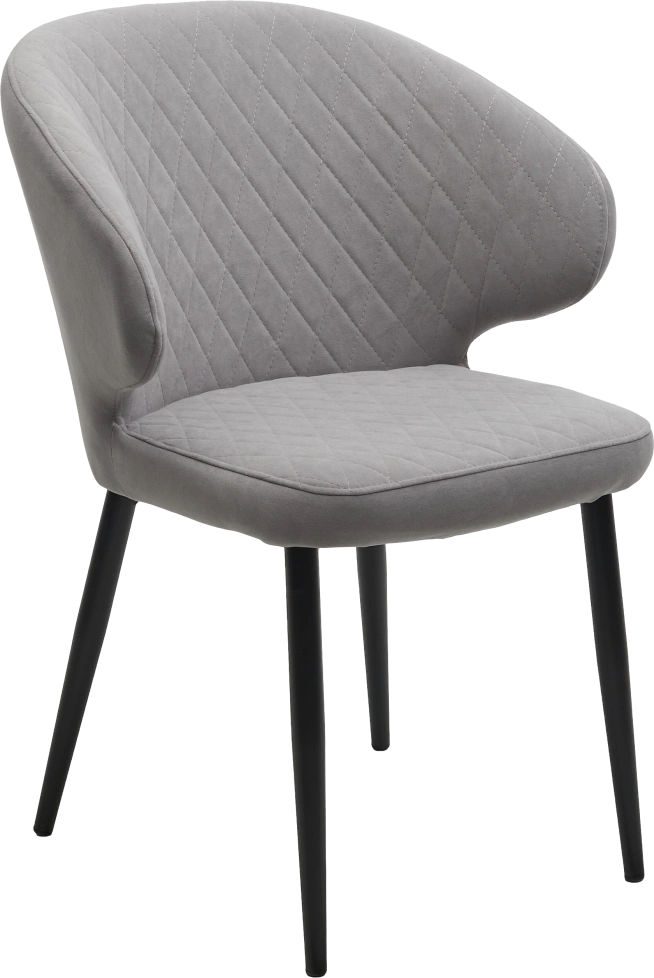 Стул Хилтон, мягкий, B22 серый, велюр, черный каркас 