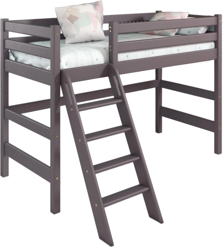 Полувысокая детская кровать Соня-6, с наклонной лестницей, лаванда