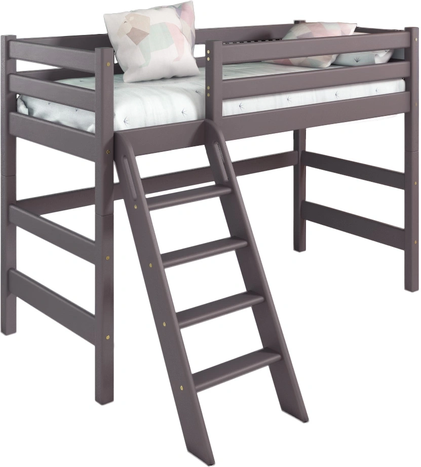 Полувысокая детская кровать Соня-6, с наклонной лестницей, лаванда