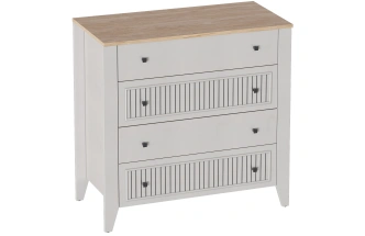 Комод Валенсия, на ножках, с четырьмя ящиками, персидский жемчуг / дуб натуральный светлый