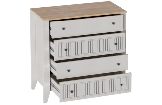 Комод Валенсия, на ножках, с четырьмя ящиками, персидский жемчуг / дуб натуральный светлый