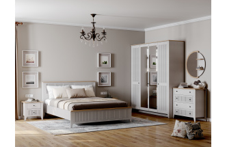 Комод Валенсия, на ножках, с четырьмя ящиками, персидский жемчуг / дуб натуральный светлый