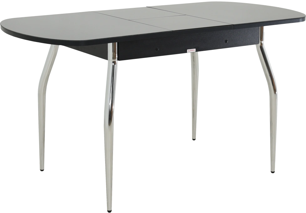 Кухонный стол Ривьера, черный, стекло СВ, каркас хром