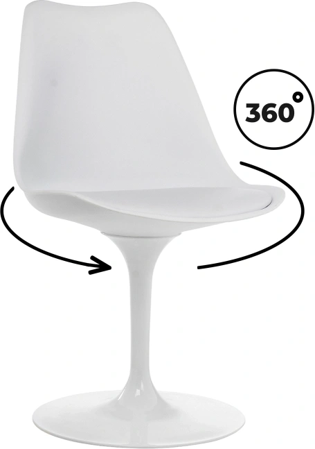 Стул поворотный Tulip, на одной ножке, белый
