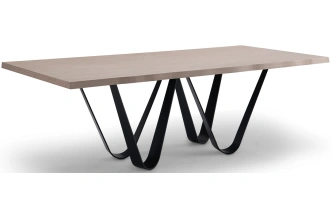 Обеденный стол 58DB-23186, МДФ, светло-коричневый / черный  