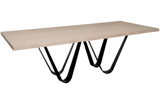 Обеденный стол 58DB-23186, МДФ, светло-коричневый / черный  