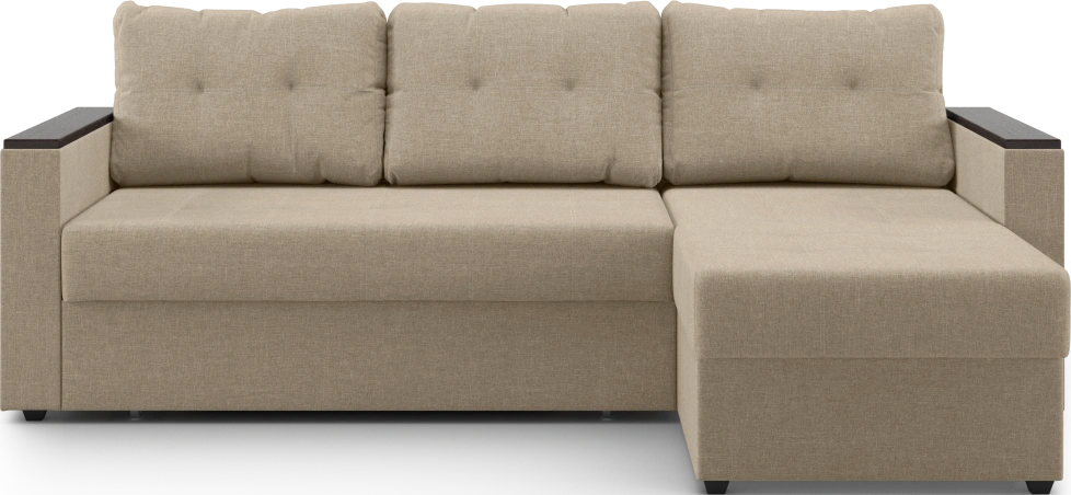 Диван угловой, Атлантик, модель 111, Savana Camel (бежевый) / венге