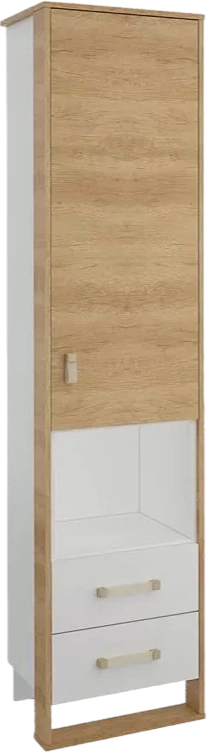Шкаф Сити, однодверный с двумя ящиками, Бело-серый / Дуб небраска
