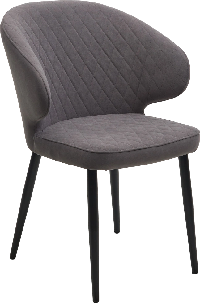 Стул Хилтон, мягкий, B28 темно-серый, велюр, черный каркас