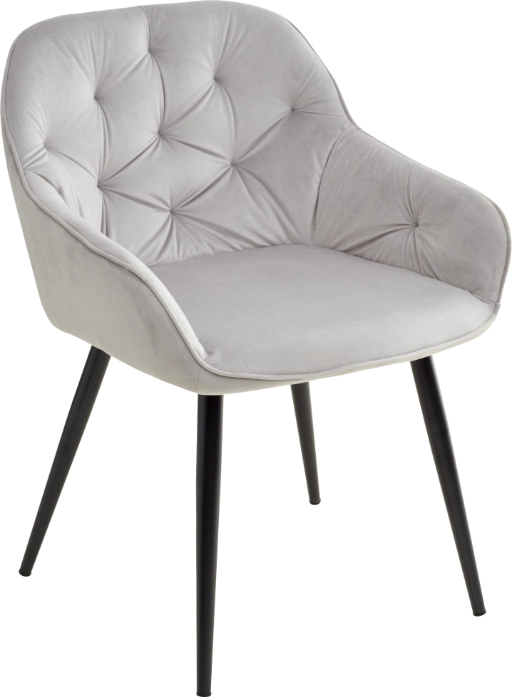 Стул Breeze, мягкий Bluvel-03 Light Grey, велюр, черный каркас