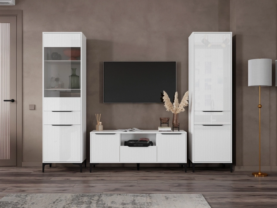 Модульная гостиная Иадама, комплектация 5, белый / белый глянец