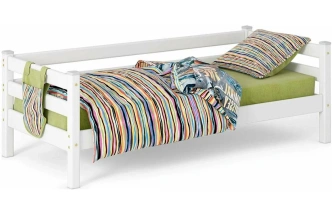 Кровать детская Соня-2, с задней защитой, белый