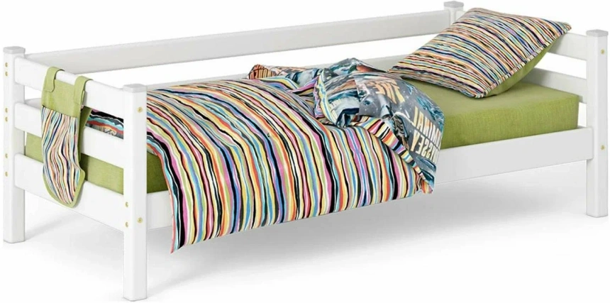 Кровать детская Соня-2, с задней защитой, белый