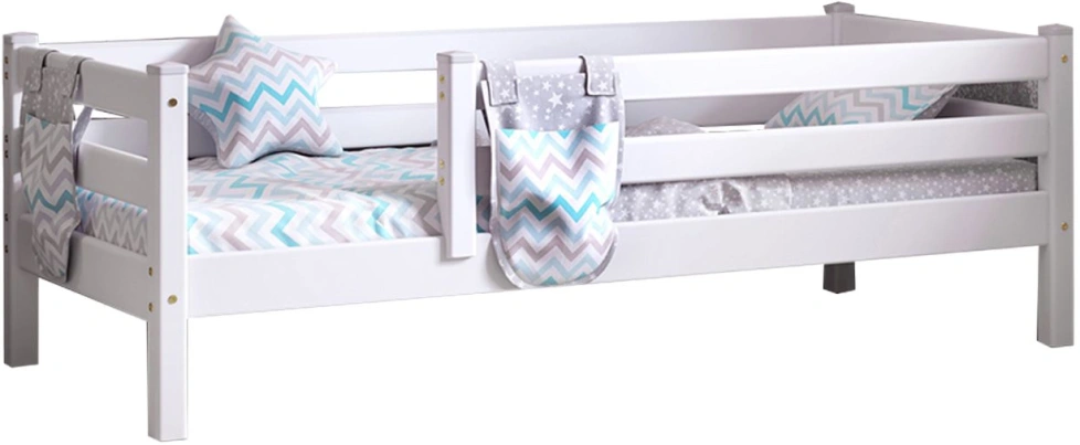 Кровать детская Соня-3, с защитой по периметру, белый