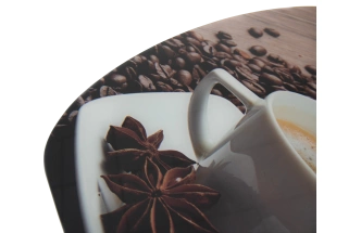 Кухонный стол Ривьера, фотопечать Кофе 22, стекло, каркас хром