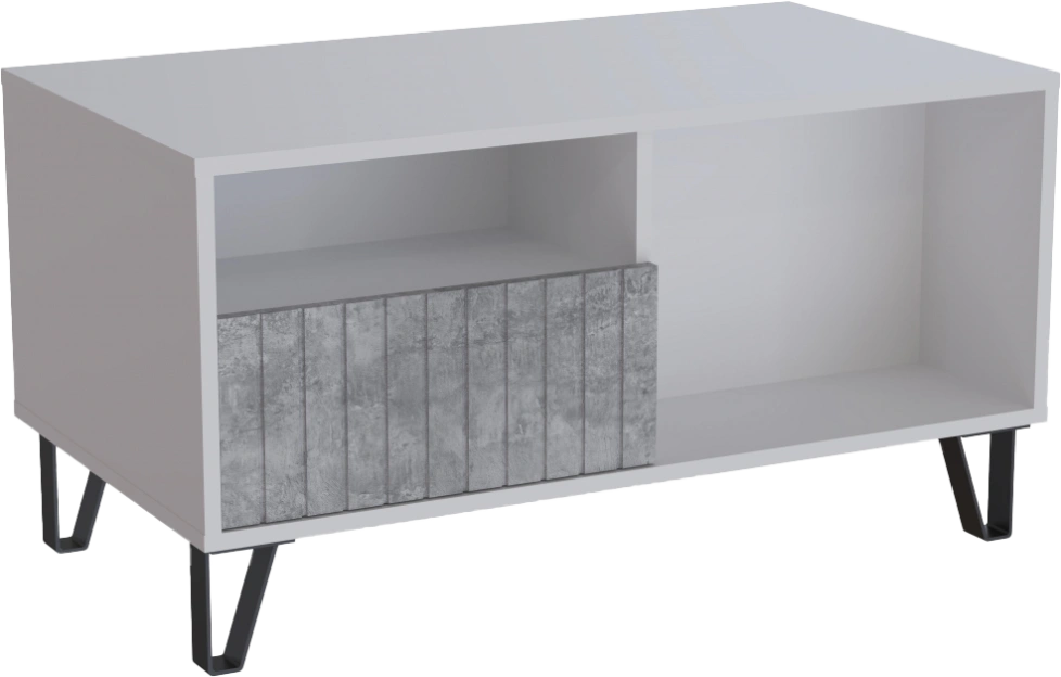 Журнальный стол Эннис, ЛДСП, белый, бетон светлый, каркас черный