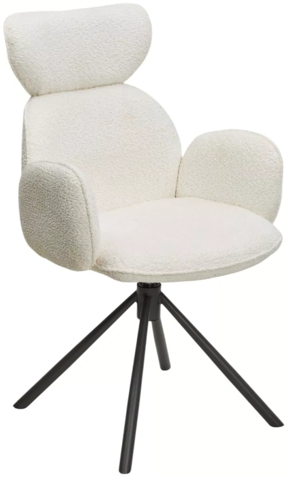 Стул Vardy, мягкий, поворотный, белый букле XD841-01, серый каркас