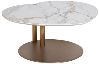 Журнальный стол 58DB-23187, 70x82x36, МДФ, белый мрамор / коричневый