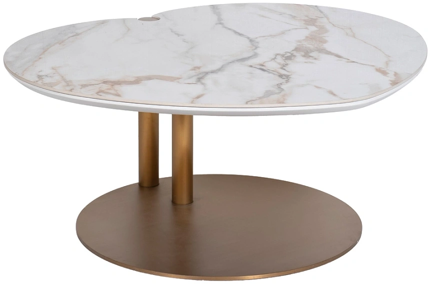 Журнальный стол 58DB-23187, 70x82x36, МДФ, белый мрамор / коричневый
