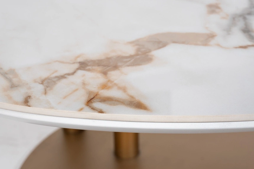 Журнальный стол 58DB-23187, 70x82x36, МДФ, белый мрамор / коричневый