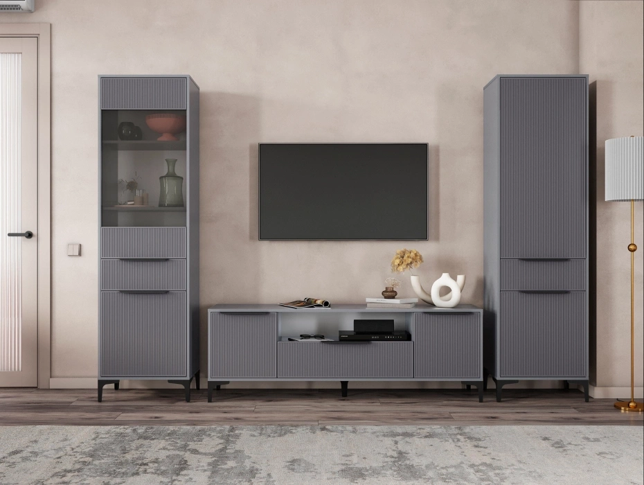 Модульная гостиная Иадама, комплектация 6, графит / графит софт