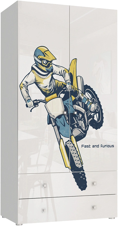 Шкаф в детскую Модерн-Квадро, распашной с ящиками Белый