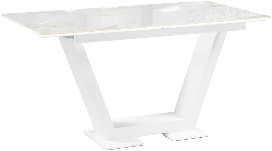 Кухонный обеденный раздвижной стол Иматра, 140(180), керамика, carla larkin, каркас белый