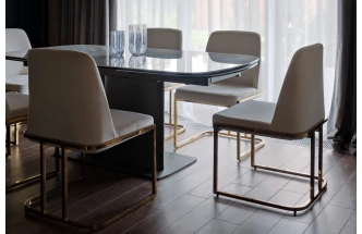 Стул GY-DC8365GOLD-CR, мягкий, велюр, кремовый / золото