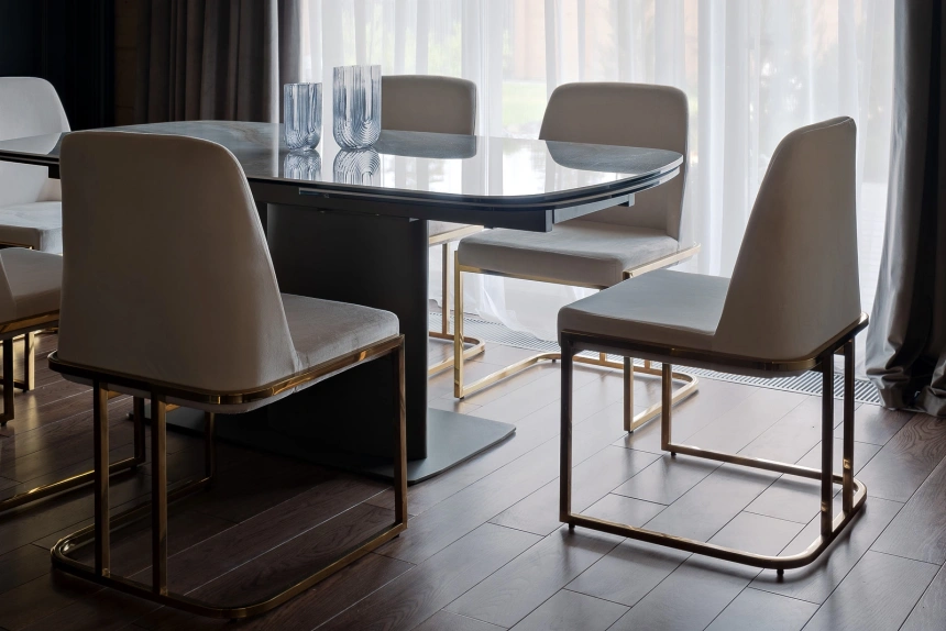 Стул GY-DC8365GOLD-CR, мягкий, велюр, кремовый / золото