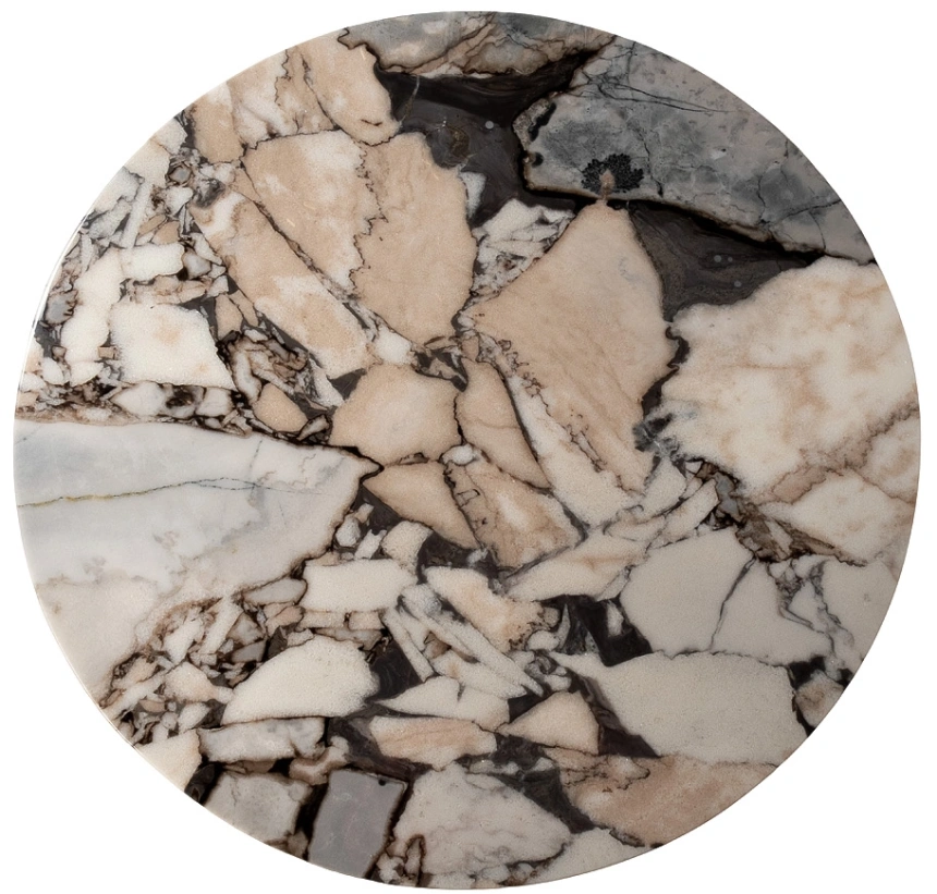 Журнальный стол 58DB-07035, 90x90x38, МДФ, мрамор, бежевый мрамор/ бронзовый