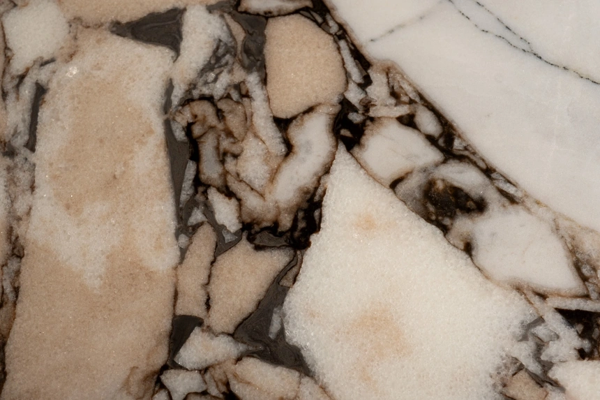 Журнальный стол 58DB-07035, 90x90x38, МДФ, мрамор, бежевый мрамор/ бронзовый