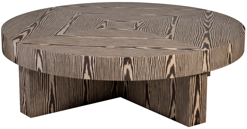 Журнальный стол Zebrano, 140x140x42, МДФ, шпон, коричневый / коричневый