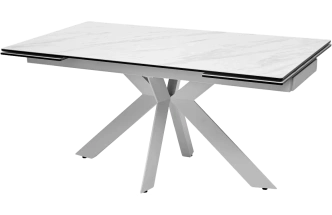 Кухонный стол раздвижной Belluno 160, Marbles Kl-99, Белый мрамор матовый, итальянская керамика, белый каркас
