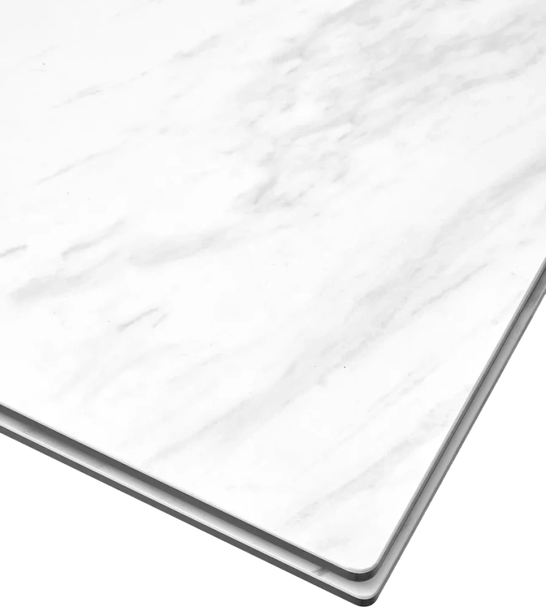 Кухонный стол раздвижной Belluno 160, Marbles Kl-99, Белый мрамор матовый, итальянская керамика, белый каркас