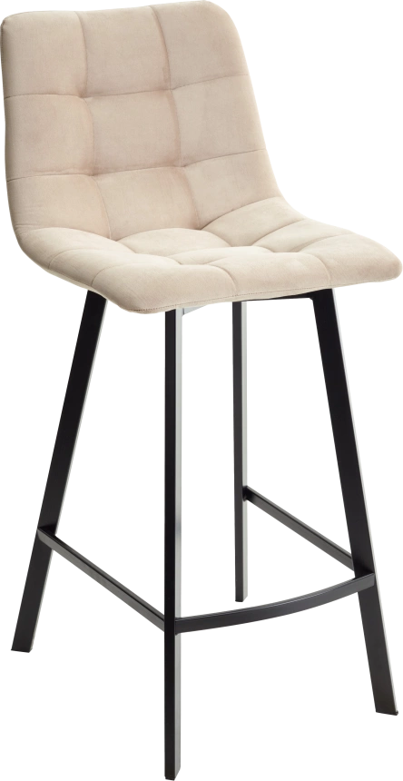 Полубарный стул Chilli-QB Square, бежевый #5, велюр, черный каркас (H=66cm)