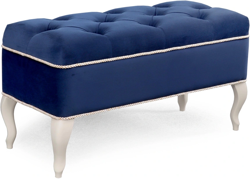 Банкетка №15, классическая, мягкая, мора синий