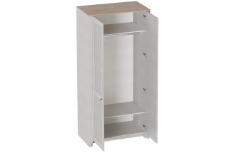 Шкаф двухдверный Валенсия, распашной с полками, персидский жемчуг / дуб натуральный светлый