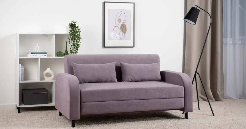 Диван прямой двухместный Киото, Epic 65 Lilac (сирень)