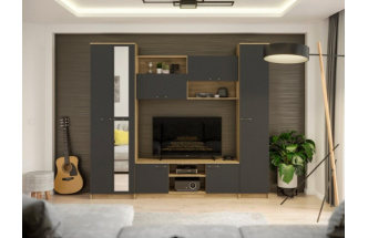 Стенка Бертелена, дуб крафт серый / антрацит